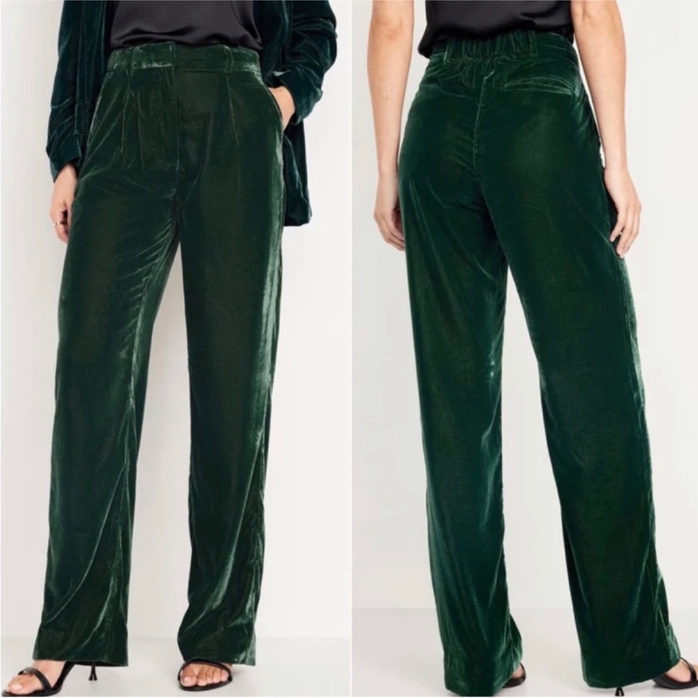 Old Navy Dark Green Velvet Wide Leg Pants